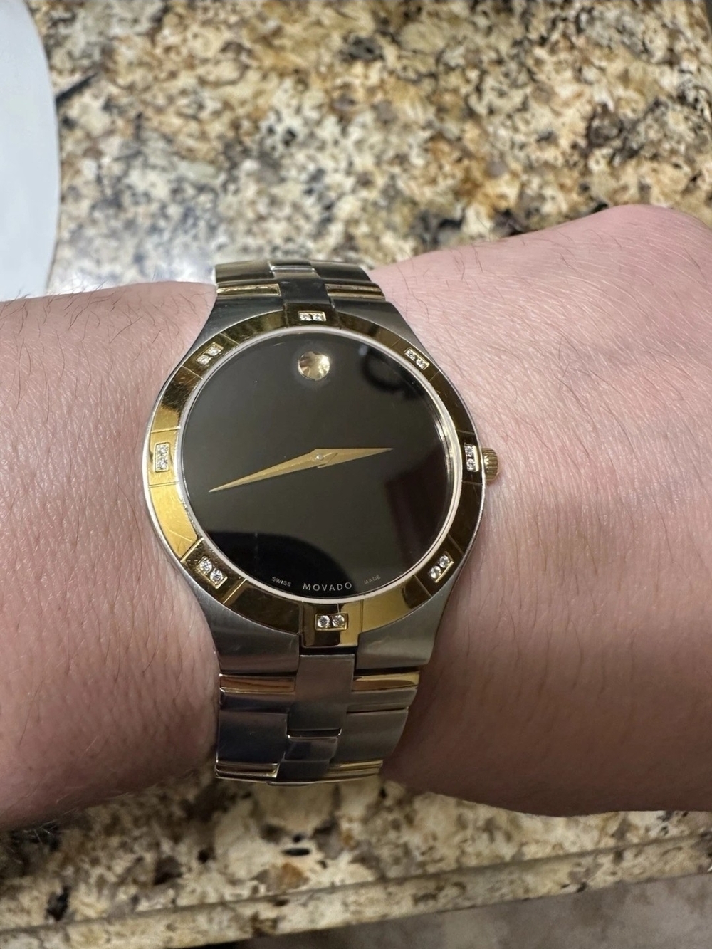 Movado Two-Tone Gold and Silver Black Museum Dial Watch